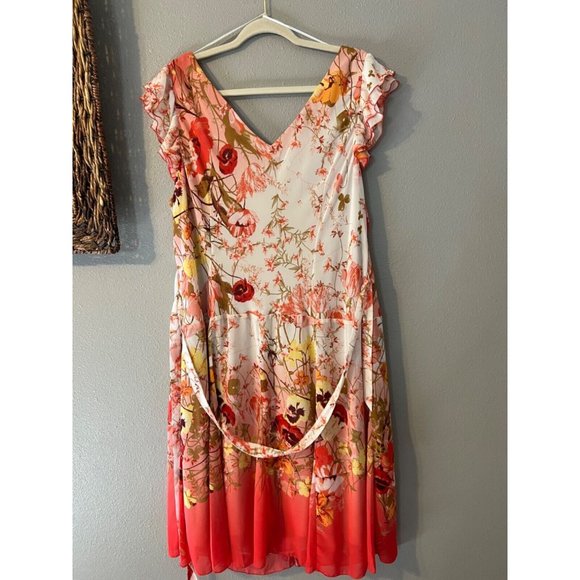 Chris McLaughlin A Line Dress 18W Belt Floral Flowy Stretch Career Church - Picture 9 of 9